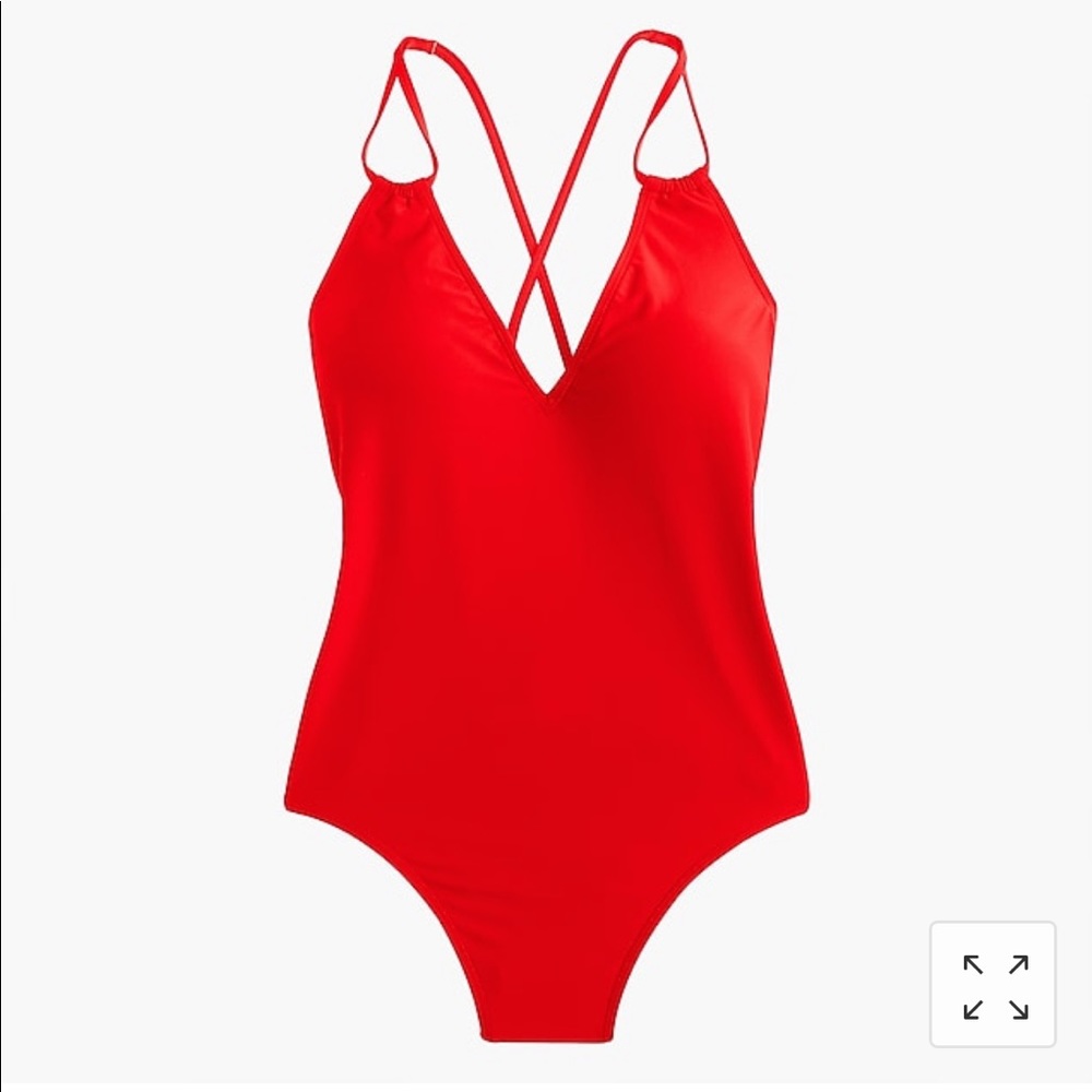 J Crew Belvedere Red Braided Rope V-Neck One-piece